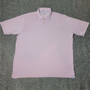 Peter Millar Polo Shirt Mens Size Medium Blue White Short Sleeve Golf Striped